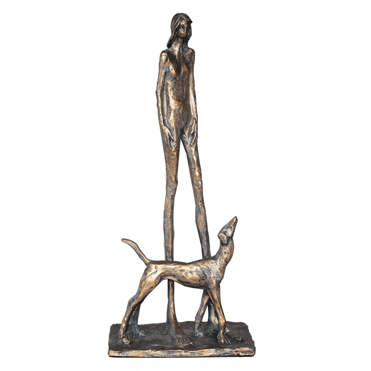 Escultura Mulher e Dog em Resina Casa Fraga