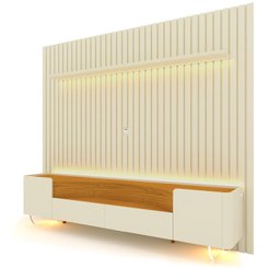 Rack com Painel Ripado para Tv até 85 Polegadas Led Pés Vidro Nobre/infinity 230cm 100% MDF - 2 Rack com Painel Ripado para Tv até 85 Polegadas Led Pés Vidro Nobre/infinity 230cm 100% MDF - 2