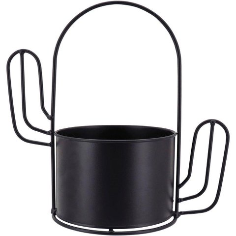 Garden Cachepô 23x24x13cm Metal Preto Cacto