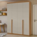 Ver imagem 2 de Conjunto Quarto Guarda-Roupa 4 Portas e Cômoda 6 Gavetas MDF Alonzo da Vinci Amêndoa Clean/Off White