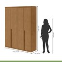 Ver imagem 7 de Conjunto Quarto Guarda-Roupa 4 Portas e Cômoda 6 Gavetas MDF Alonzo da Vinci Amêndoa Clean