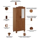 Ver imagem 5 de Guarda Roupa Solteiro com Espelho 2 Portas Aplique Madeira Maciça Lorie F06 Castanho - Lyam Decor