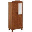 Ver imagem 2 de Guarda Roupa Solteiro com Espelho 2 Portas Aplique Madeira Maciça Lorie F06 Castanho - Lyam Decor