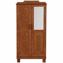Ver mais imagens de Guarda Roupa Solteiro com Espelho 2 Portas Aplique Madeira Maciça Lorie F06 Castanho - Lyam Decor