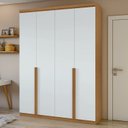 Ver imagem 3 de Conjunto de Guarda-Roupa e Cômoda 4 Portas 6 Gavetas MDF Alonzo e da Vinci Marrom Amêndoa Clean/Branco