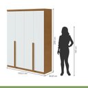 Ver imagem 7 de Conjunto de Guarda-Roupa e Cômoda 4 Portas 6 Gavetas MDF Alonzo e da Vinci Marrom Amêndoa Clean/Branco
