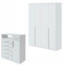 Ver imagem 1 de Conjunto Quarto Guarda-Roupa 4 Portas e Cômoda 6 Gavetas com Nicho MDF Alonzo da Vinci Branco
