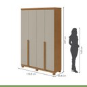 Ver imagem 5 de Conjunto Quarto Guarda-Roupa 4 Portas e Cômoda 6 Gavetas MDF Alonzo da Vinci Amêndoa Clean/Off White