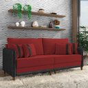 Ver imagem 2 de Sofá 2 Lugares Living 172cm Pé Madeira Valença Pto/veludo Vermelho K01 - D'Rossi