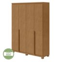 Ver imagem 3 de Conjunto Quarto Guarda-Roupa 4 Portas e Cômoda 6 Gavetas com Nicho MDF Alonzo da Vinci Amêndoa Clean