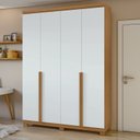 Ver imagem 2 de Conjunto Quarto Guarda-Roupa 4 Portas e Cômoda 6 Gavetas MDF Alonzo da Vinci Amêndoa Clean/Branco