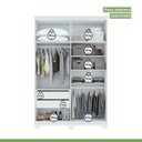 Ver mais imagens de Conjunto Quarto Guarda-Roupa 4 Portas e Cômoda 6 Gavetas com Nicho MDF Alonzo da Vinci Branco