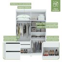 Ver imagem 6 de Conjunto Quarto Guarda-Roupa 4 Portas e Cômoda 6 Gavetas com Nicho MDF Alonzo da Vinci Branco