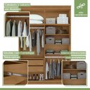 Ver imagem 7 de Kit 2 Peças Guarda Roupa 4 Portas com Espelho e Cômoda com Nicho Alonzo e da Vinci Amêndoa Clean/Off White