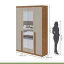 Ver imagem 5 de Kit 2 Peças Guarda Roupa 4 Portas com Espelho e Cômoda com Nicho Alonzo e da Vinci Amêndoa Clean/Off White