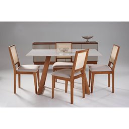 Conjunto Sala de Jantar Persia Mesa Viena 120cm com Cadeira Sila Tela Lisa - 2
