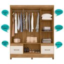Ver imagem 5 de Guarda Roupa Casal com Espelho Ms912 4 Portas 2 Gavetas - Freijó - Off White Freijó - Off White