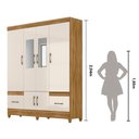Ver imagem 3 de Guarda Roupa Casal com Espelho Ms912 4 Portas 2 Gavetas - Freijó - Off White Freijó - Off White