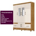 Ver imagem 2 de Guarda Roupa Casal com Espelho Ms912 4 Portas 2 Gavetas - Freijó - Off White Freijó - Off White
