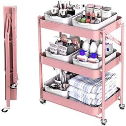 Carrinho Organizadores Aço Rosa 3 Prateleiras Manicure - 4