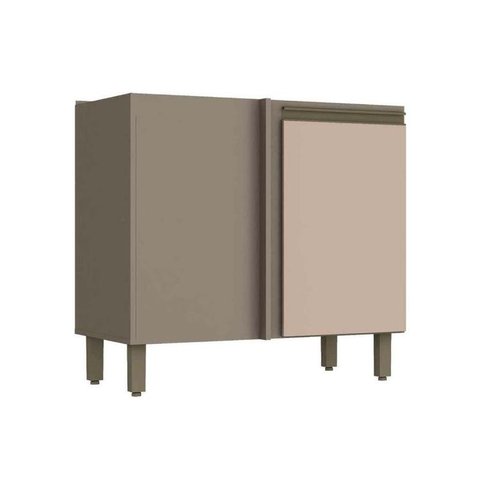 Gabinete de Cozinha Modulado Balcão Canto Reto Connect 1 Porta s/ Tampo Duna/Cristal - Henn