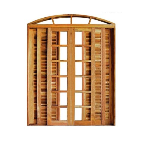 Portal Correr Veneziana 6 Folhas Itauba em Arco com Fechadua 1,40 x 2,30 Rodam Marrom