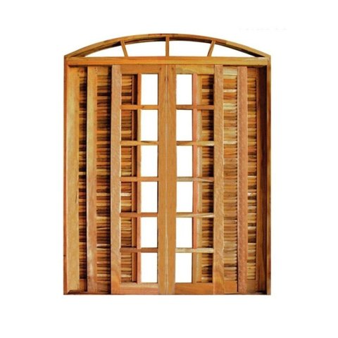 Portal Correr Veneziana 6 Folhas Itauba em Arco com Fechadua 1,80 x 2,30 Rodam Marrom