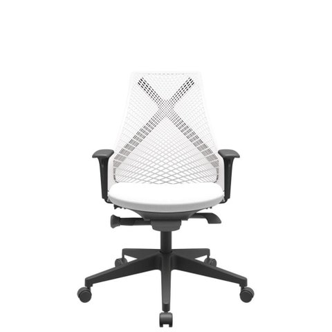 Cadeira Office Bix Tela Branca Assento Aero Branco Autocompensador Base Piramidal 95cm - 64054