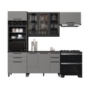 Ver imagem 2 de Cozinha Completa Diamante 7 Portas 6 Gavetas com Vidro Chumbo/titânio - Indékes