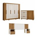 Ver imagem 1 de Quarto Casal Guarda-roupa 8 Portas com Cômoda 4 Gavetas Moval e Cabeceira Caemmun