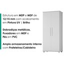Ver imagem 5 de Guarda Roupa Multiuso 2 Portas 189x82 cm Portugal Branco Rudk
