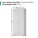 Ver imagem 3 de Guarda Roupa Multiuso 2 Portas 189x82 cm Portugal Branco Rudk