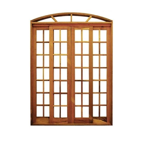 Portal Correr Quadriculado 4 Folhas Itauba em Arco com Fechadura 1,40 x 2,30 Rodam Marrom