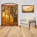 Ver imagem 2 de Portal Correr Quadriculado 4 Folhas Itauba em Arco com Fechadura 1,40 x 2,30 Rodam Marrom