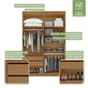 Ver imagem 5 de Kit 2 Peças com Guarda Roupa 4 Portas com Espelho e Cômoda com Nicho Alonzo e da Vinci Marrom Amêndoa Clean