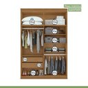 Ver imagem 7 de Kit 2 Peças com Guarda Roupa 4 Portas com Espelho e Cômoda com Nicho Alonzo e da Vinci Marrom Amêndoa Clean