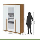 Ver imagem 5 de Kit 2 Peças com Guarda Roupa 4 Portas com Espelho e Cômoda com Nicho Alonzo e da Vinci Amêndoa Clean/Branco