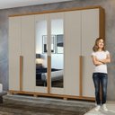 Ver imagem 6 de Kit 2 Peças com Guarda Roupa 2 Portas Pés e Cômoda Alonzo e Toronto Marrom Amêndoa Clean/Off White