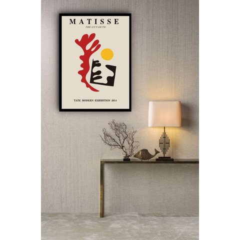 Quadro Decorativo Matisse Abstrato - 70x50cm:moldura Preta