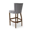 Ver imagem 2 de Banqueta Alta em Madeira Maciça 102cm Altura - Assento Estofado Capitonê - Linho Cinza