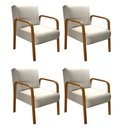 Ver imagem 1 de Kit 4 Poltronas Anita Conjunto Cadeiras Moderna Braço Madeira Bege 140