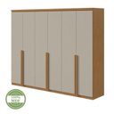 Ver imagem 4 de Conjunto de Guarda-Roupa Casal e Cômoda 2 Portas 8 Gavetas Alonzo e Toronto Marrom Amêndoa Clean/Off White