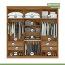 Ver mais imagens de Conjunto de Guarda-Roupa Casal e Cômoda 2 Portas 8 Gavetas Toronto Marrom Amêndoa Clean