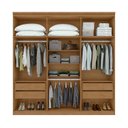 Ver imagem 3 de Conjunto de Guarda-Roupa Casal e Cômoda 2 Portas 8 Gavetas Toronto Marrom Amêndoa Clean