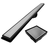 Kit Seca Box Linear 5x60 + Ralo 15x15 Inox 2 em 1 Invisível Oculto Base Preto Banheiro - 2