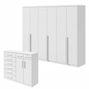Ver imagem 1 de Conjunto de Guarda-Roupa Casal e Cômoda 6 Portas 12 Gavetas Alonzo e Toronto Branco