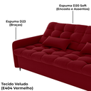 Ver mais imagens de Sofa Cama 2 Lugares 200cm Pillar Veludo E404 Vermelho Milani Store