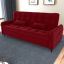 Ver imagem 2 de Sofa Cama 2 Lugares 200cm Pillar Veludo E404 Vermelho Milani Store