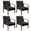Ver imagem 1 de Kit 4 Poltronas Anita Conjunto Cadeiras Moderna Braço Madeira Preto 200