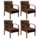 Ver imagem 1 de Kit 4 Poltronas Anita Conjunto Cadeiras Moderna Braço Madeira Marrom 360